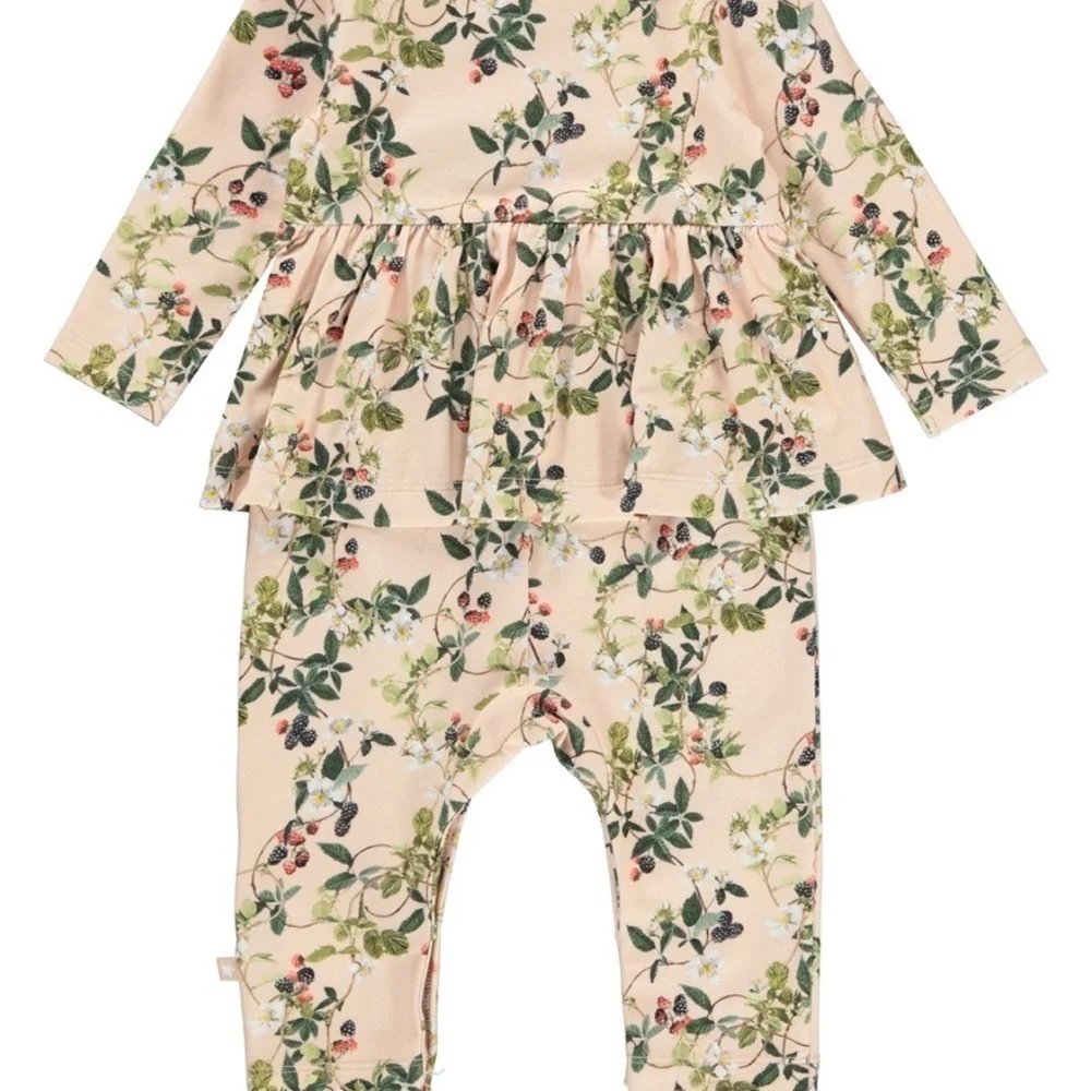 Molo Floral Kids One Piece - Cream and Green